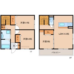 尼ケ辻駅 徒歩14分 1-2階の物件間取画像